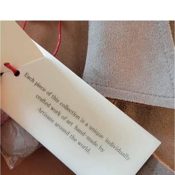 Anthropology Solitaire brown faux suede long line vest floral painted art New M - Picture 15 of 15